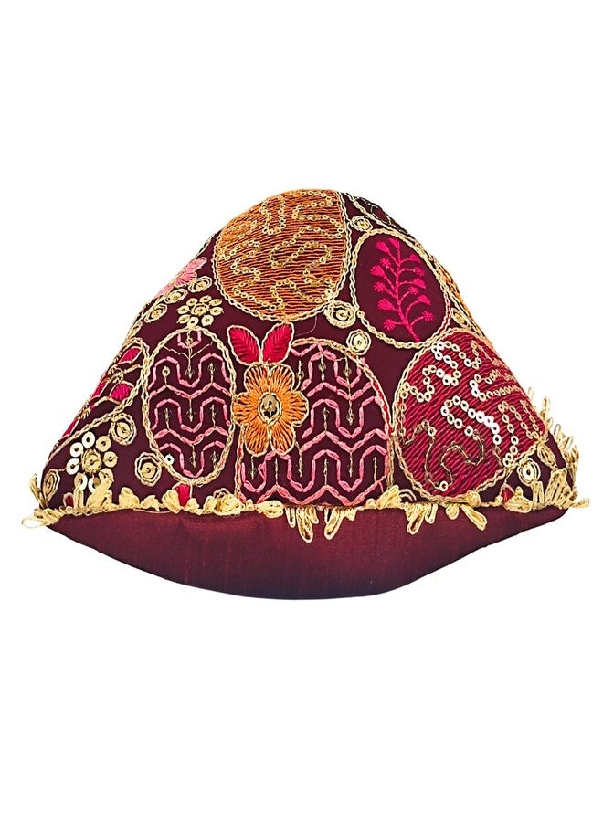 exotique Women’s Maroon Embroidered Potli Bag | Designer Silk Potli with Pearl Handle & Tassels | Wedding, Party & Festive Ethnic Clutch | HW0019MN - Image 4